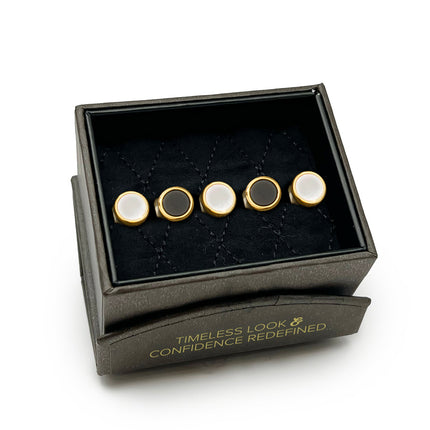 Double Sided Gold Onyx and Mother of Pearl Round 5-Studs Ox and Bull Trading Co. Studs - Paul Malone.com