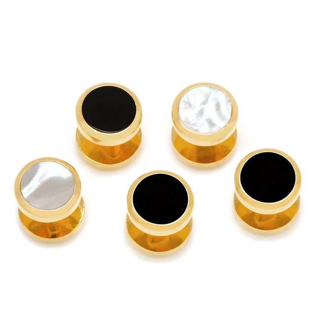 Double Sided Gold Onyx and Mother of Pearl Round 5-Studs Ox and Bull Trading Co. Studs - Paul Malone.com
