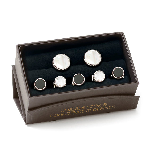 Double Sided Mother of Pearl Round Beveled 5-Stud Set Ox and Bull Trading Co. Stud Set - Paul Malone.com