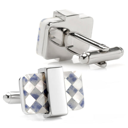Checkered Cut Mother of Pearl Cufflinks Ox and Bull Trading Co. Cufflinks - Paul Malone.com
