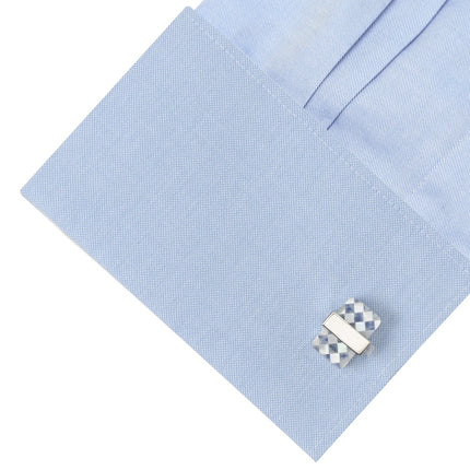 Checkered Cut Mother of Pearl Cufflinks Ox and Bull Trading Co. Cufflinks - Paul Malone.com