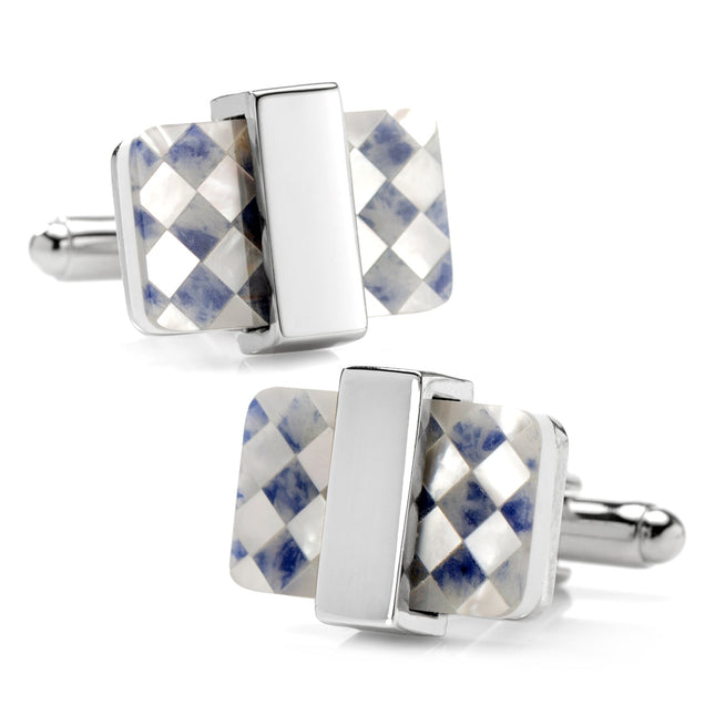 Checkered Cut Mother of Pearl Cufflinks Ox and Bull Trading Co. Cufflinks - Paul Malone.com