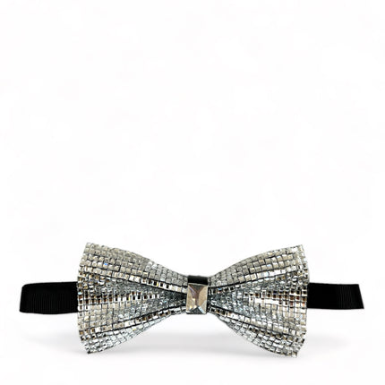 Solid Silver Crystal Bow Tie Paul Malone Bow Ties - Paul Malone.com