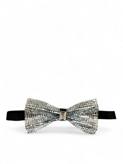 Solid Silver Crystal Bow Tie Paul Malone Bow Ties - Paul Malone.com
