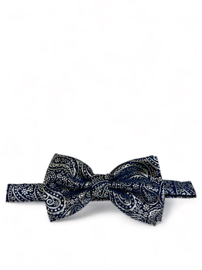 Formal Navy and Silver Bow Tie Set Gianfranco Bow Ties - Paul Malone.com