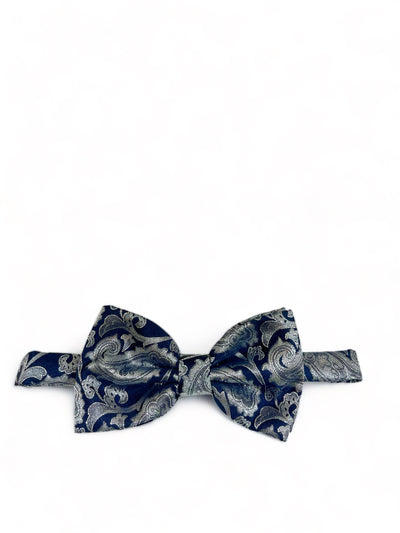 Formal Navy and Silver Bow Tie Set Gianfranco Bow Ties - Paul Malone.com