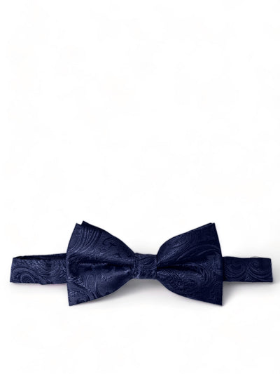 Classic Navy Blue Paisley Bow Tie and Pocket Square Paul Malone Bow Ties - Paul Malone.com