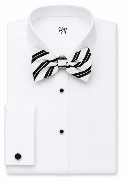 White and Black Striped Silk Bow Tie Paul Malone Bow Ties - Paul Malone.com