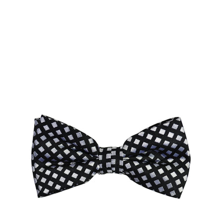 Black and Silver Diamond Patterned Silk Bow Tie Paul Malone Bow Ties - Paul Malone.com