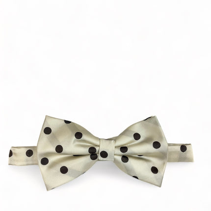 Cream and Brown Polka Dot Bow Tie and Pocket Square Brand Q Bow Ties - Paul Malone.com