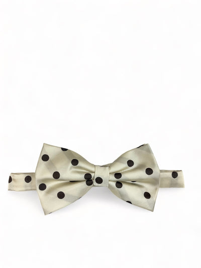 Cream and Brown Polka Dot Bow Tie and Pocket Square Brand Q Bow Ties - Paul Malone.com