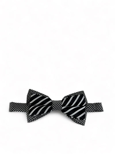 Steven Land Black and White Striped Bow Tie Set Steven Land Bow Ties - Paul Malone.com