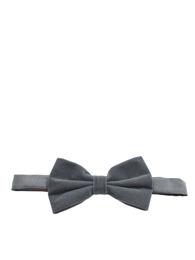 Solid Grey VELVET Bow Tie and Pocket Square Set Brand Q Bow Ties - Paul Malone.com
