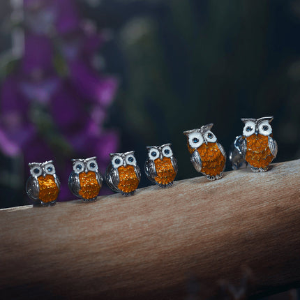 Sterling Silver Brown Owl Enamel Cufflinks and Stud Set Ox and Bull Trading Co. Cufflinks - Paul Malone.com