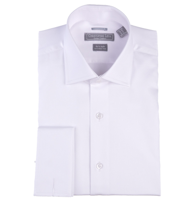 French Cuff Contemporary Fit White Dress Shirt by Christopher Lena Christopher Lena Shirts - Paul Malone.com