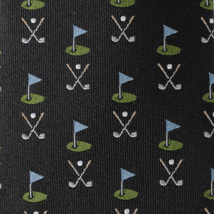 Golf Course Black Silk Men's Tie Ox and Bull Trading Co. Ties - Paul Malone.com