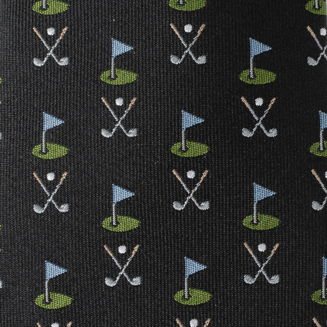 Golf Course Black Silk Men's Tie Ox and Bull Trading Co. Ties - Paul Malone.com