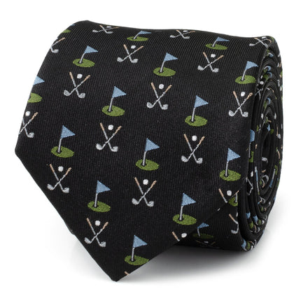 Golf Course Black Silk Men's Tie Ox and Bull Trading Co. Ties - Paul Malone.com
