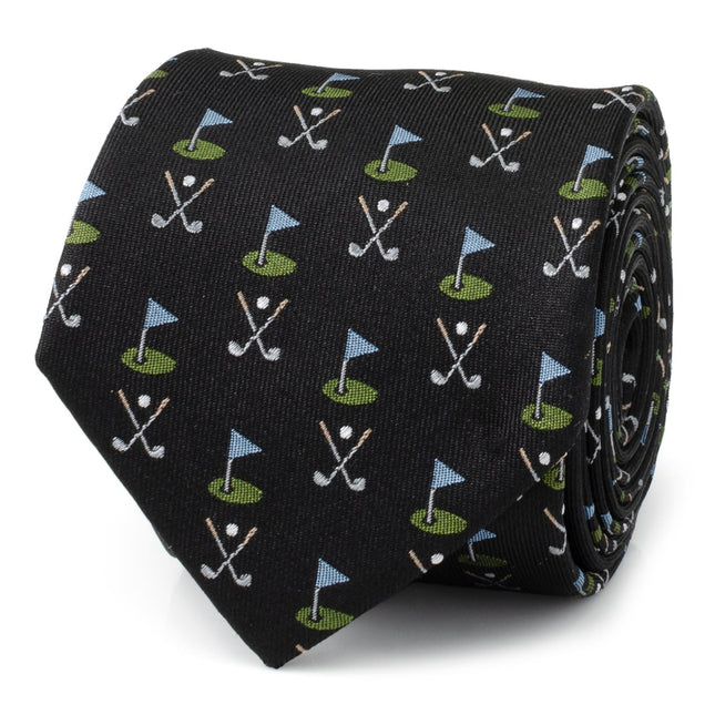 Golf Course Black Silk Men's Tie Ox and Bull Trading Co. Ties - Paul Malone.com