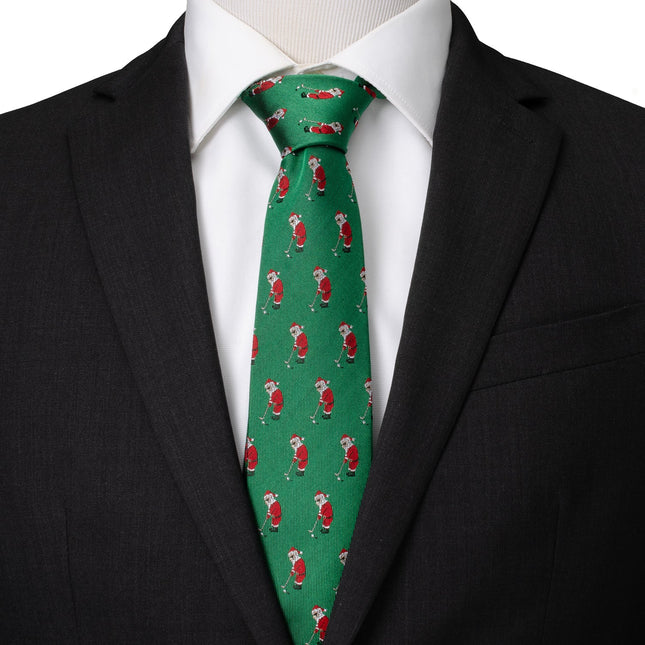 Santa Golf Par-Tee Men's Green Tie Ox and Bull Trading Co. Ties - Paul Malone.com