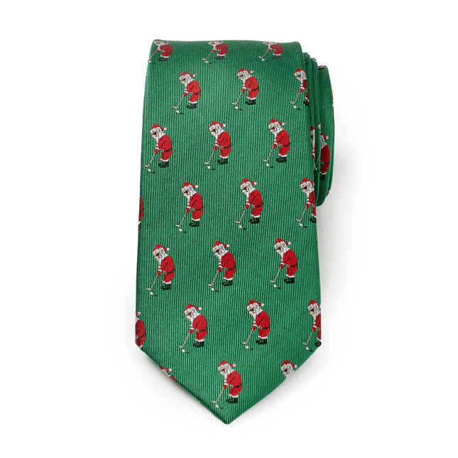 Santa Golf Par-Tee Men's Green Tie Ox and Bull Trading Co. Ties - Paul Malone.com
