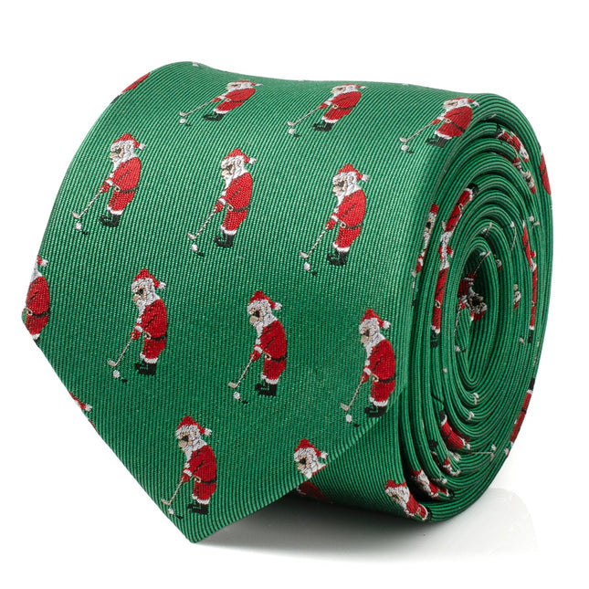 Santa Golf Par-Tee Men's Green Tie Ox and Bull Trading Co. Ties - Paul Malone.com
