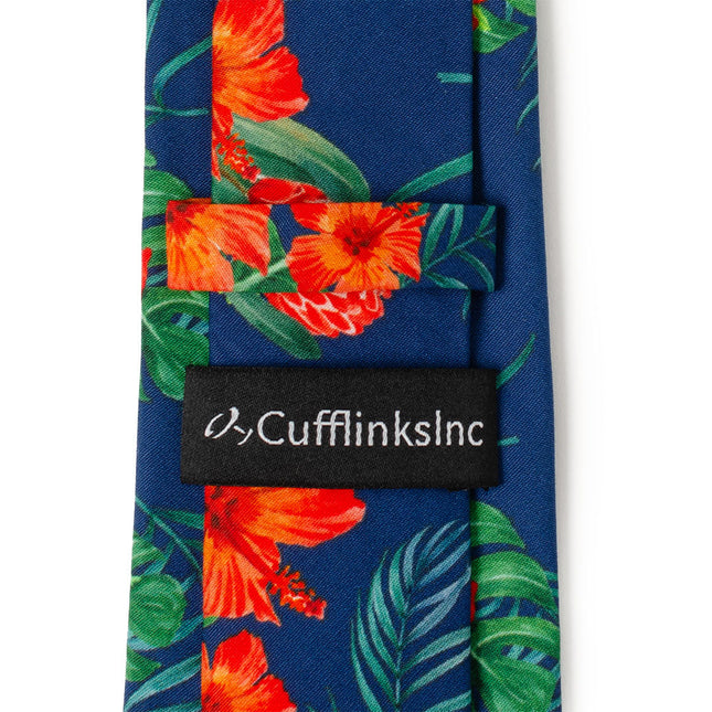 Tropical Hibiscus Men's Navy Tie Ox and Bull Trading Co. Ties - Paul Malone.com