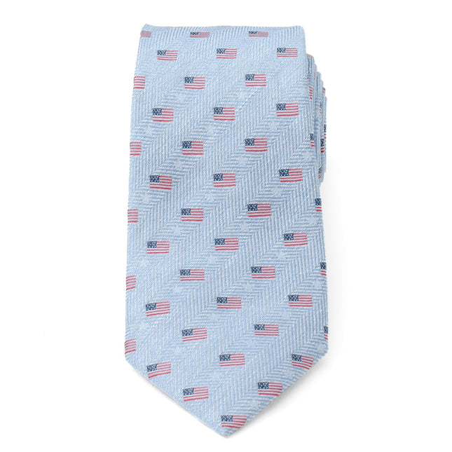 Light Blue American Flag Men's Tie Cufflinks.com Tie - Paul Malone.com