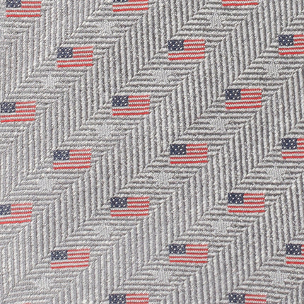Light Gray Herringbone American Flag Men's Tie Ox and Bull Trading Co. Ties - Paul Malone.com