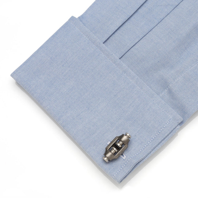 Double Bolt Silver Cufflinks in Black Rhodium Cufflinks.com Cufflinks - Paul Malone.com