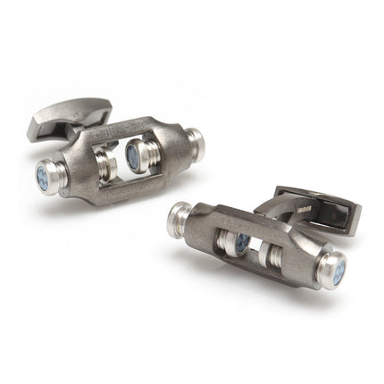 Double Bolt Silver Cufflinks in Black Rhodium Ox and Bull Trading Co. Cufflinks - Paul Malone.com