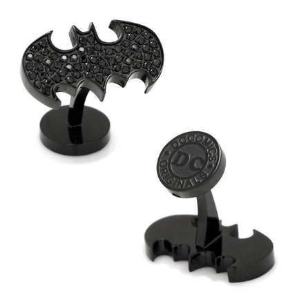 DC Batman Stainless Steel Black Pave Crystal Cufflinks