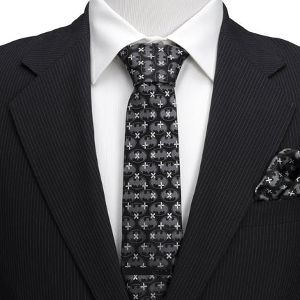 DC Batman Cross Black Silk Men's Tie DC Comics Ties - Paul Malone.com
