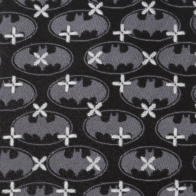 DC Batman Cross Black Silk Men's Tie DC Comics Ties - Paul Malone.com