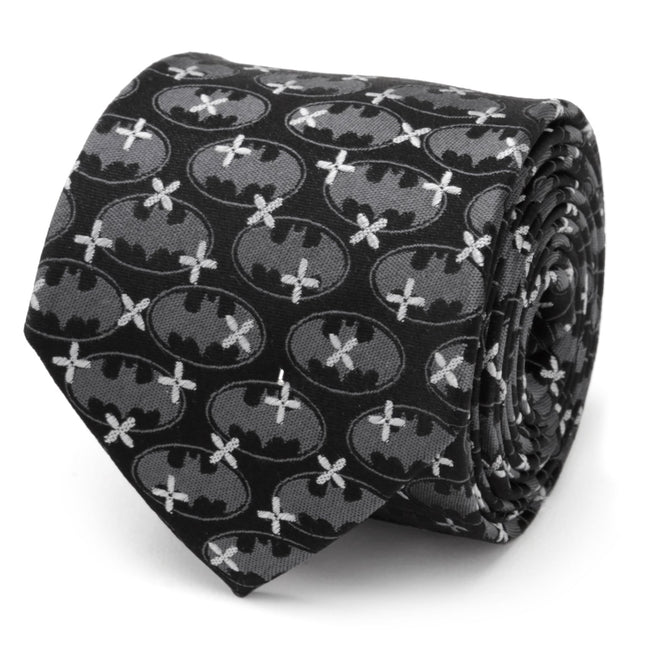 DC Batman Cross Black Silk Men's Tie DC Comics Ties - Paul Malone.com