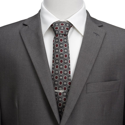 DC Batman Medallion Symbol Charcoal Silk Men's Tie DC Comics Ties - Paul Malone.com