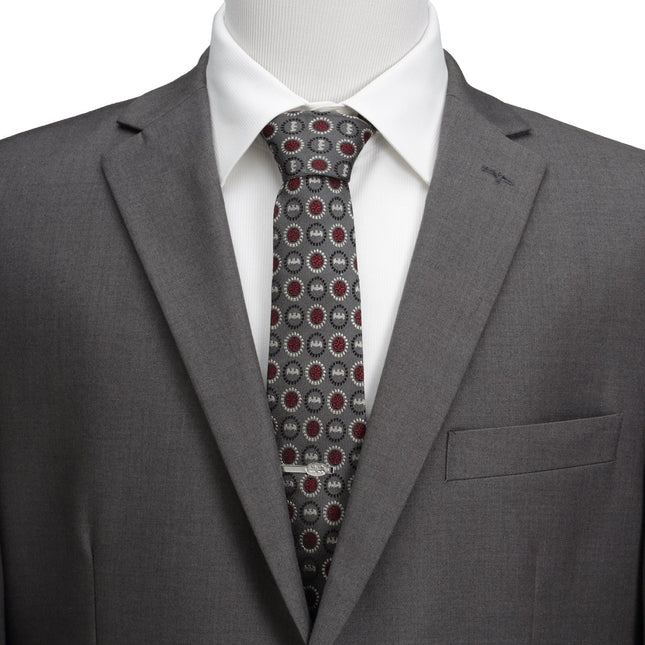 DC Batman Medallion Symbol Charcoal Silk Men's Tie DC Comics Ties - Paul Malone.com