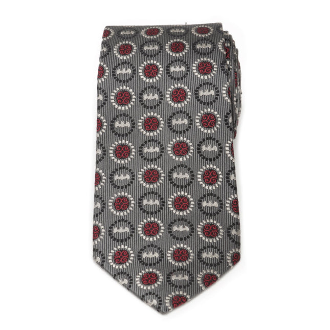 DC Batman Medallion Symbol Charcoal Silk Men's Tie DC Comics Ties - Paul Malone.com
