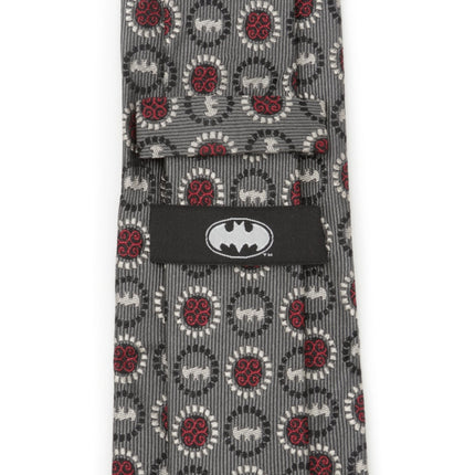 DC Batman Medallion Symbol Charcoal Silk Men's Tie DC Comics Ties - Paul Malone.com