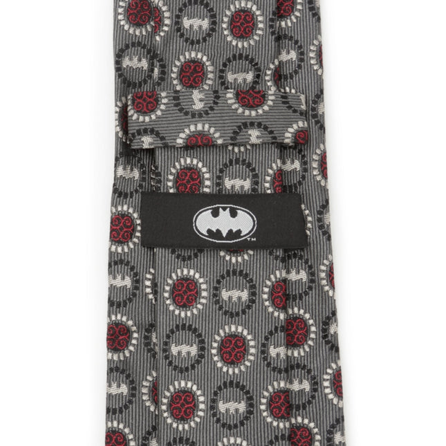 DC Batman Medallion Symbol Charcoal Silk Men's Tie DC Comics Ties - Paul Malone.com