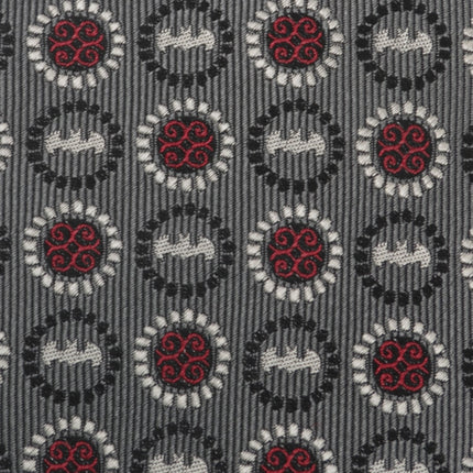 DC Batman Medallion Symbol Charcoal Silk Men's Tie DC Comics Ties - Paul Malone.com