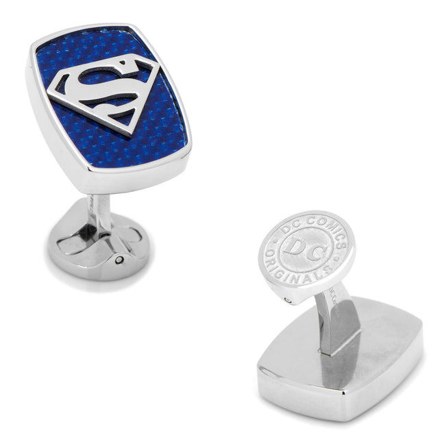 DC Superman Stainless Steel Carbon Fiber Cufflinks DC Comics Cufflinks - Paul Malone.com