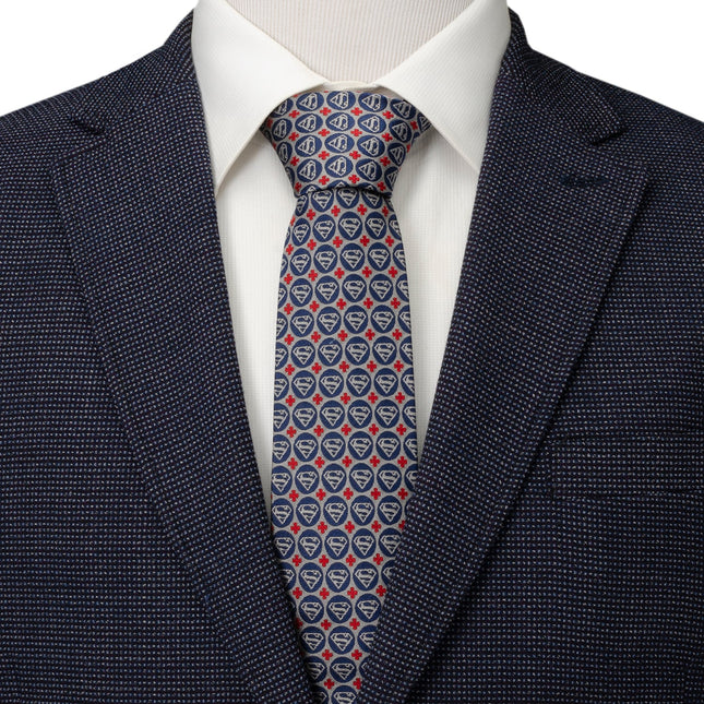 DC Superman Shield Motif Gray Men's Tie DC Comics Ties - Paul Malone.com