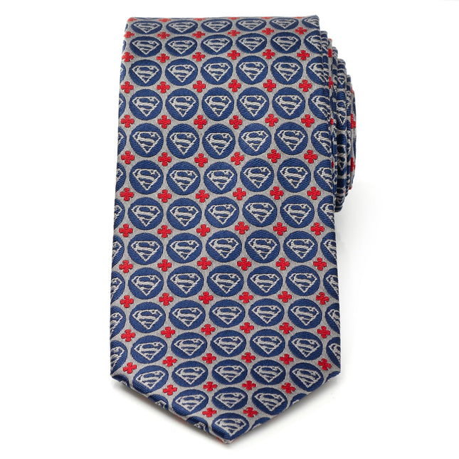 DC Superman Shield Motif Gray Men's Tie DC Comics Ties - Paul Malone.com