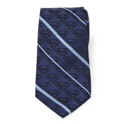 DC Superman Stripe Pattern Blue Silk Men's Tie DC Comics Ties - Paul Malone.com