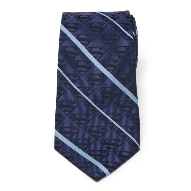 DC Superman Stripe Pattern Blue Silk Men's Tie DC Comics Ties - Paul Malone.com