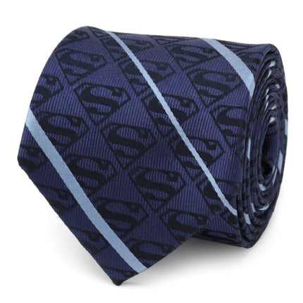 DC Superman Stripe Pattern Blue Silk Men's Tie DC Comics Ties - Paul Malone.com