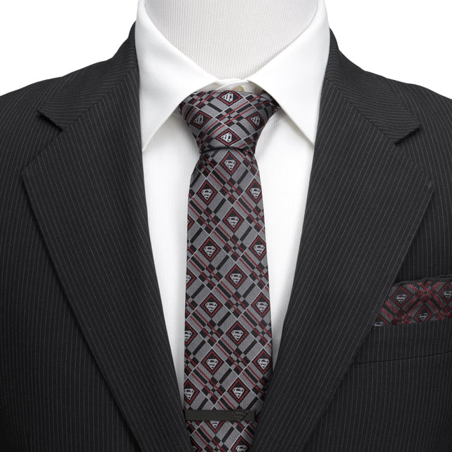 DC Superman Geometric Gray Silk Men's Tie DC Comics Ties - Paul Malone.com