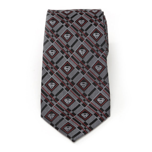 DC Superman Geometric Gray Silk Men's Tie DC Comics Ties - Paul Malone.com