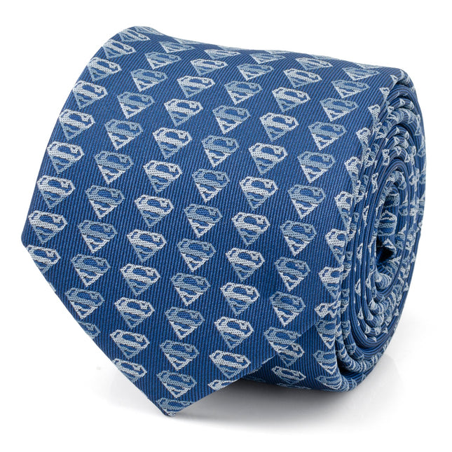 DC Superman Shield Multi Blue Men's Tie DC Comics Ties - Paul Malone.com